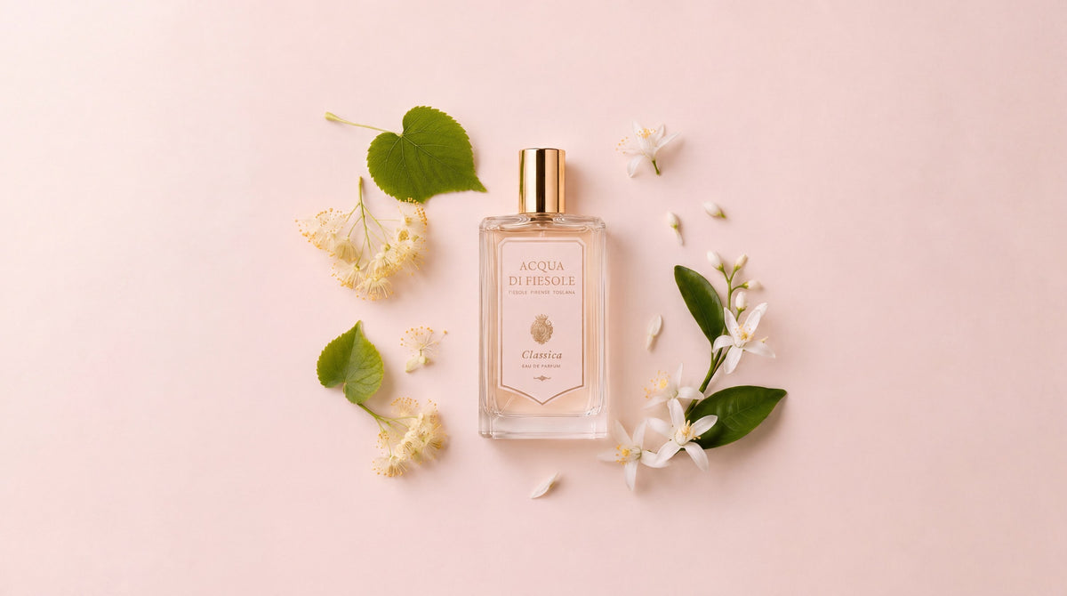 Classica — tiglio e fiori d'arancio su fondo rosa